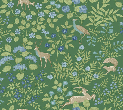 product image of sample woodland floral peel and stick wallpaper in meadow green by erin and ben co 1 569