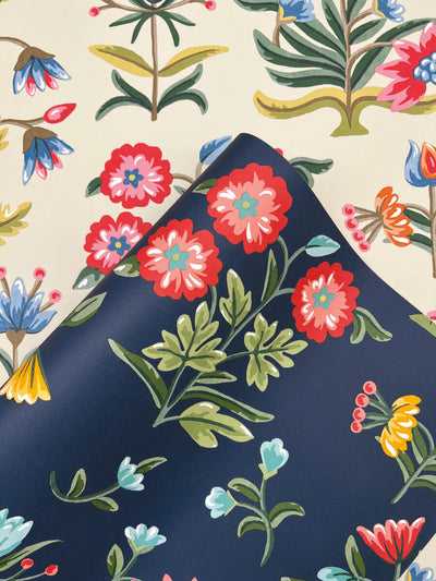 product image for Heirloom Floral Peel & Stick Wallpaper in Navy 13