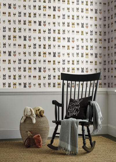 product image for Cool Cats Grey/Gold Peel & Stick Wallpaper by York Wallcoverings 68