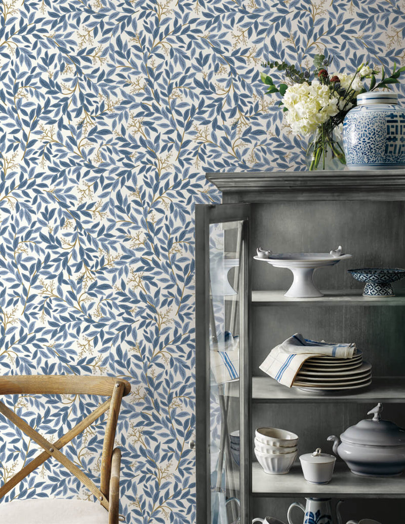 Shop Willowberry Blue/White Peel & Stick Wallpaper by York