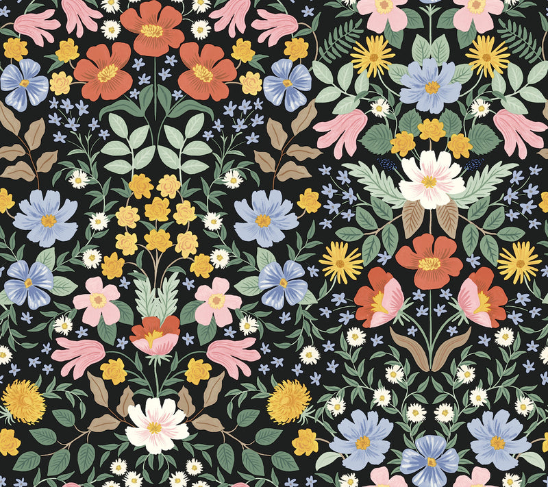media image for Bramble Garden Black Peel & Stick Wallpaper by York Wallcoverings 244