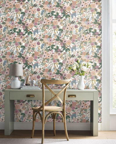 product image for Garden Party Blush Multi Peel & Stick Wallpaper by York Wallcoverings 0
