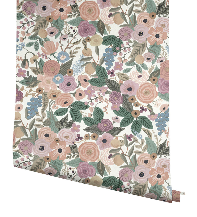 media image for Garden Party Blush Multi Peel & Stick Wallpaper by York Wallcoverings 231