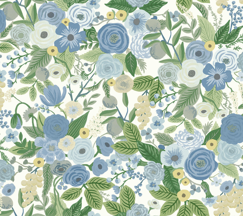 media image for Garden Party Blue/Green Multi Peel & Stick Wallpaper by York Wallcoverings 287