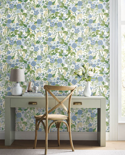 product image for Garden Party Blue/Green Multi Peel & Stick Wallpaper by York Wallcoverings 54