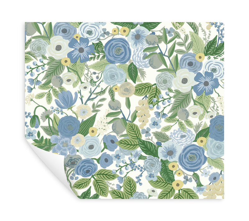media image for Garden Party Blue/Green Multi Peel & Stick Wallpaper by York Wallcoverings 248