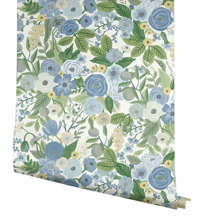 media image for Garden Party Blue/Green Multi Peel & Stick Wallpaper by York Wallcoverings 281
