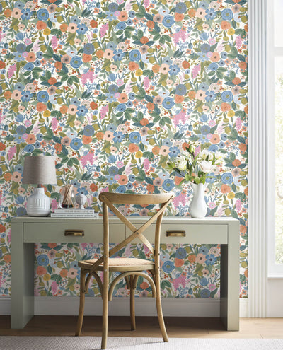 product image for Garden Party Cobalt Multi Peel & Stick Wallpaper by York Wallcoverings 25