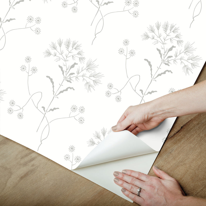 Shop Wildflower Grey Peel & Stick Wallpaper | Burke Decor