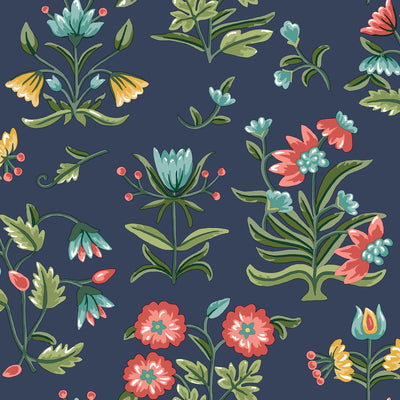 product image of sample heirloom floral peel and stick wallpaper in navy by erin and ben co 1 514