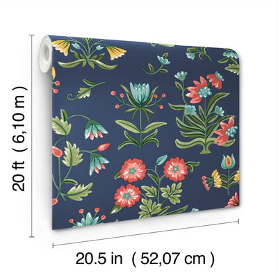 product image for Heirloom Floral Peel & Stick Wallpaper in Navy 18
