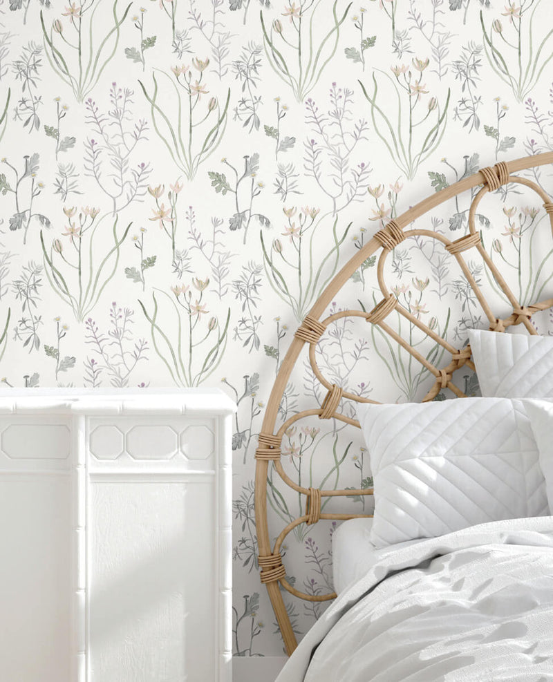 media image for Alpine Botanical Peel & Stick Wallpaper in Lavender 299