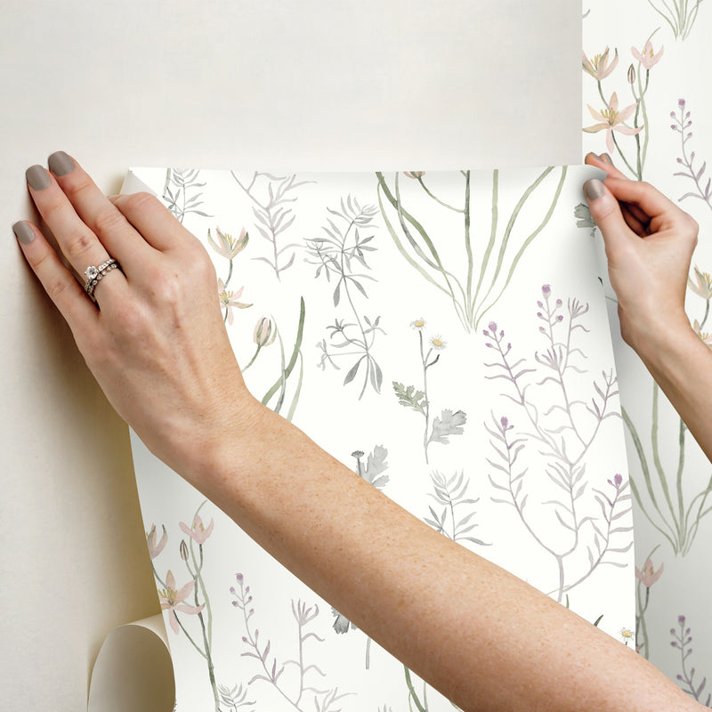media image for Alpine Botanical Peel & Stick Wallpaper in Lavender 252