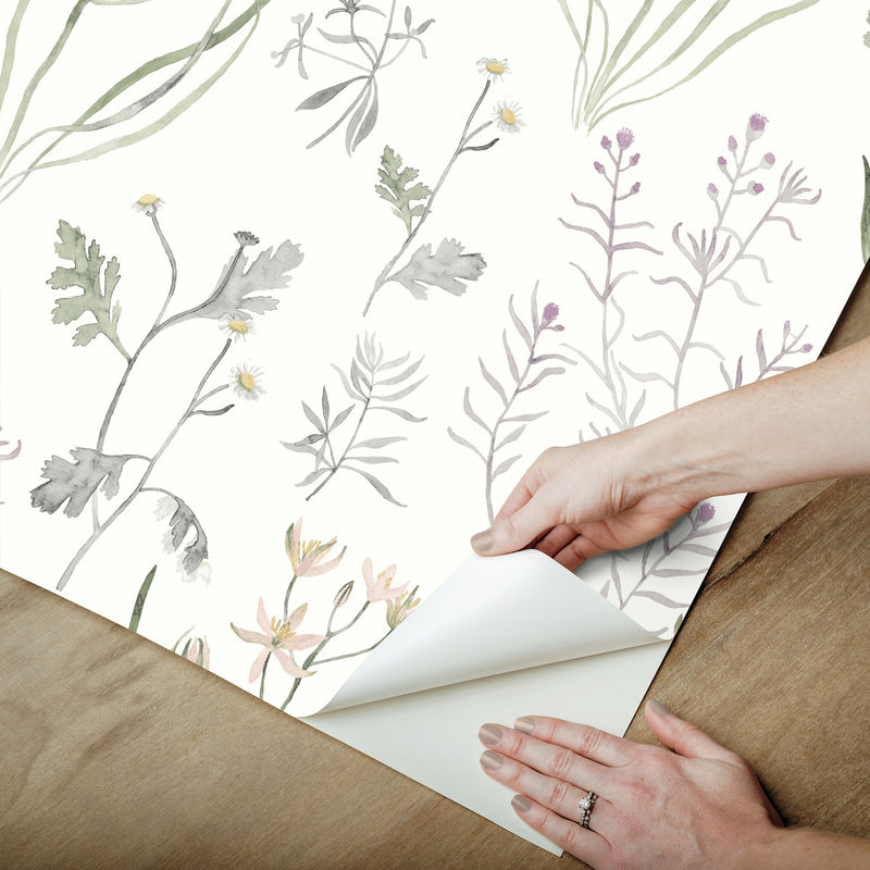 media image for Alpine Botanical Peel & Stick Wallpaper in Lavender 249