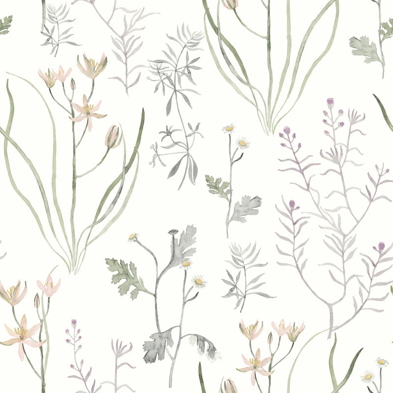 media image for Alpine Botanical Peel & Stick Wallpaper in Lavender 272