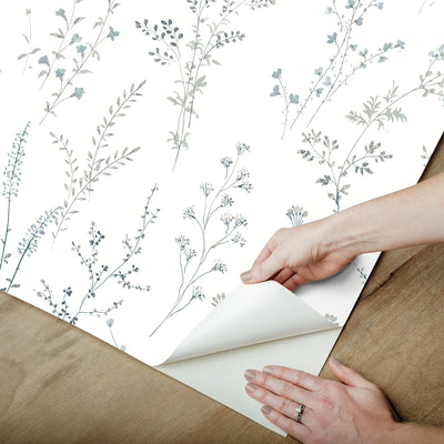 product image for Wildflower Sprigs Peel & Stick Wallpaper in Blue/Green 41