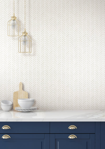 product image for Painted Herringbone Peel & Stick Wallpaper in Sand 45