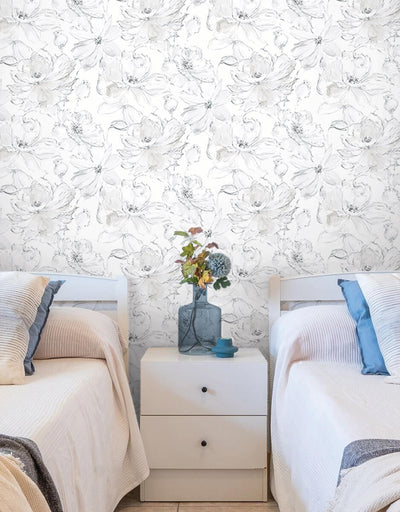 product image for Floral Dreams Peel & Stick Wallpaper in Grey 29