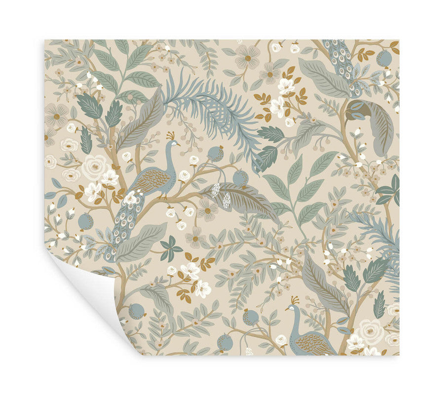 Shop Peacock Garden Peel & Stick Wallpaper in Linen Burke Decor