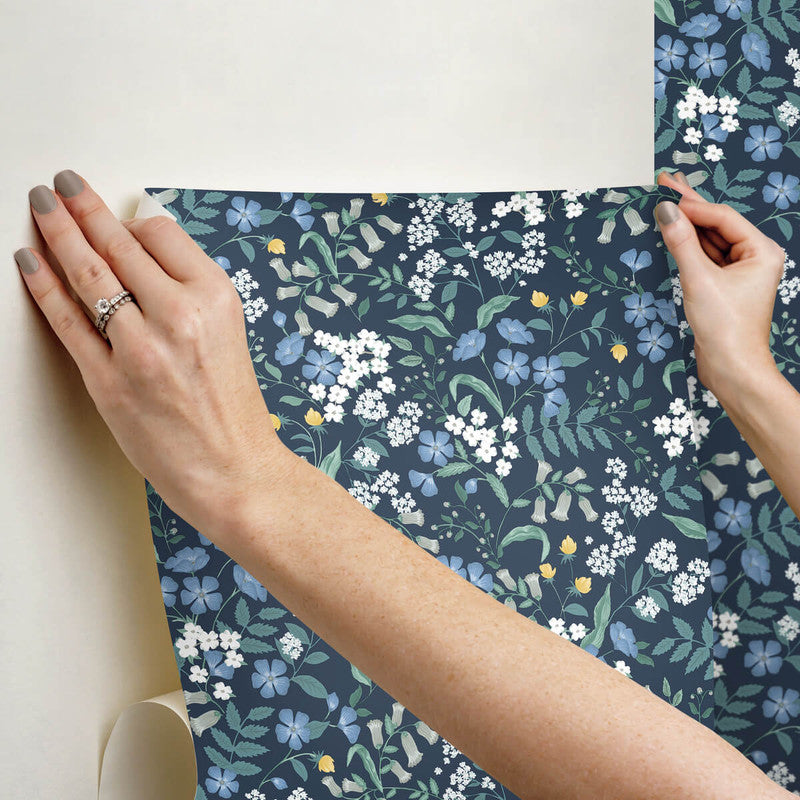 media image for Sweetbrier Peel & Stick Wallpaper in Navy 242