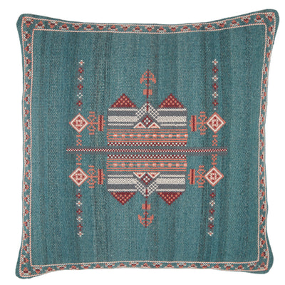 product image for Zaida Tribal Pillow in Teal & Terracotta by Jaipur Living 90