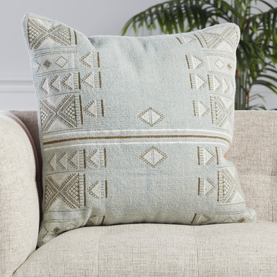 product image for Elina Tribal Pillow in Light Blue & Brown by Jaipur Living 14