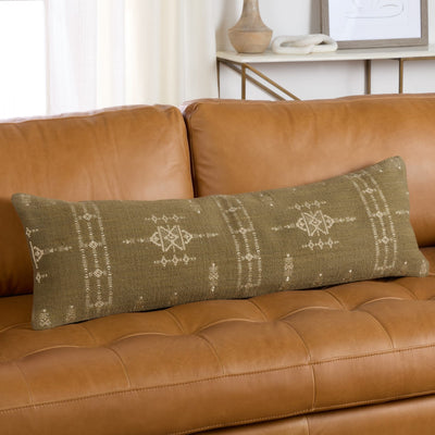 product image for tarik medallion olive green cream down pillow by jaipur living plw103980 1 0