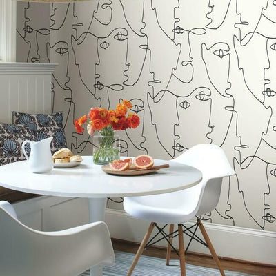 product image for Pablo Portraits Peel & Stick Wallpaper in Black and White by York Wallcoverings 45