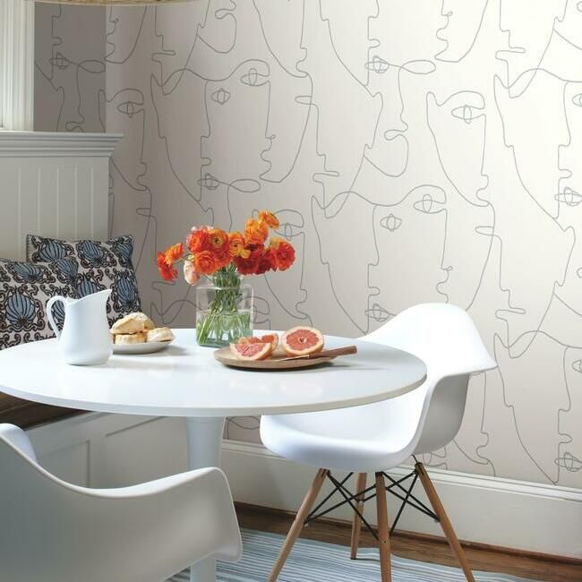 media image for Pablo Portraits Peel & Stick Wallpaper in Silver by York Wallcoverings 21