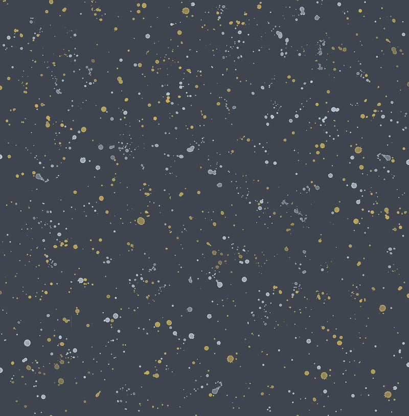 media image for Paint Splatter Wallpaper in Midnight Blue and Metallic Gold from the Day Dreamers Collection by Seabrook Wallcoverings 292