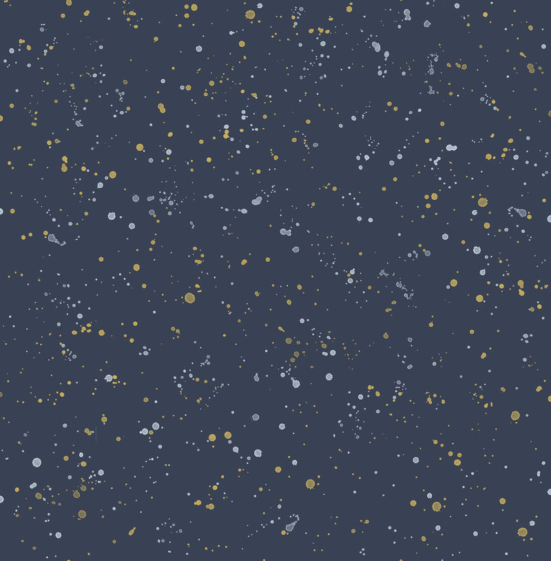 media image for Paint Splatter Wallpaper in Navy and Metallic Gold from the Day Dreamers Collection by Seabrook Wallcoverings 222