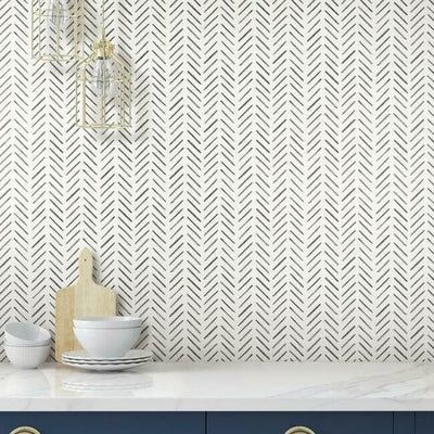 product image for Painted Herringbone Wallpaper in Black from the Water's Edge Collection by York Wallcoverings 2