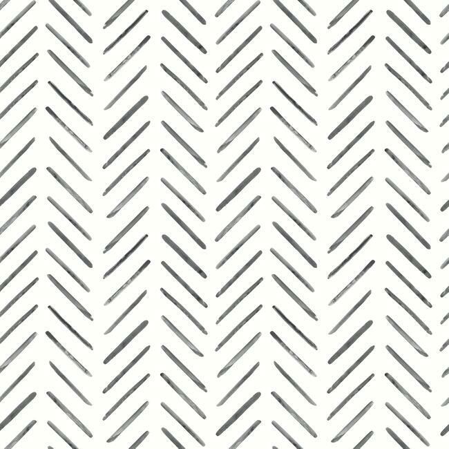 media image for Painted Herringbone Wallpaper in Black from the Water& 214