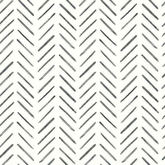 media image for Painted Herringbone Wallpaper in Black from the Water& 286