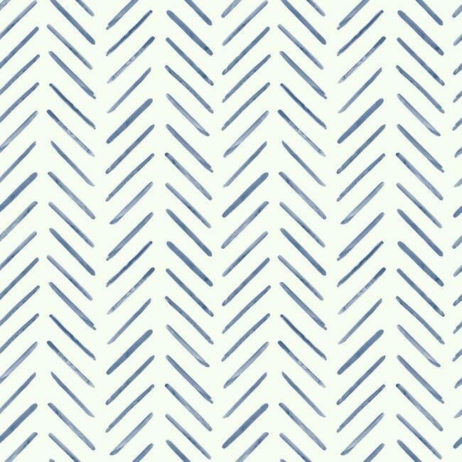 media image for Painted Herringbone Wallpaper in Navy from the Water& 25