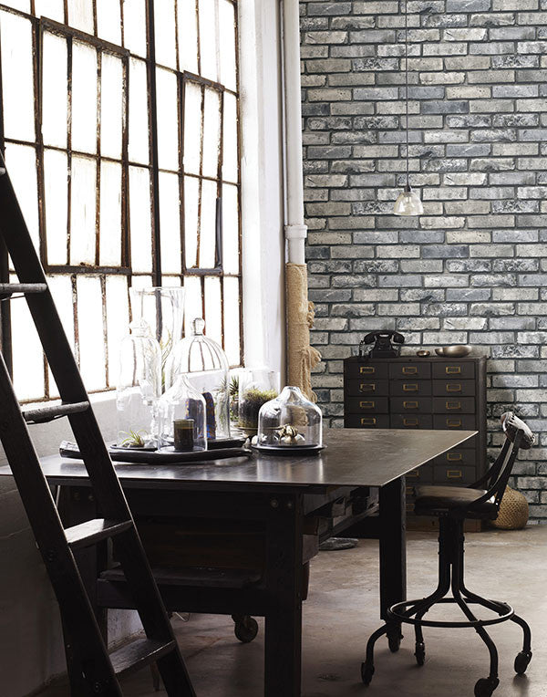 media image for Painted Grey Brick Wallpaper from the Essentials Collection by Brewster Home Fashions 211
