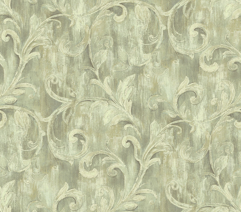 media image for Painterly Acanthus Wallpaper in Antique Linen from the Nouveau Collection by Wallquest 233