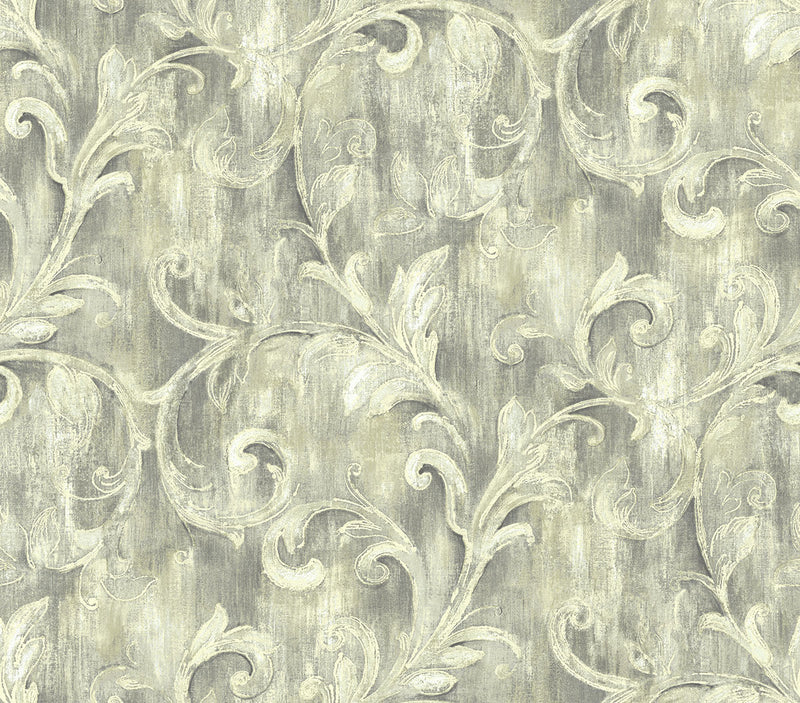 media image for Painterly Acanthus Wallpaper in Antique Luster from the Nouveau Collection by Wallquest 297