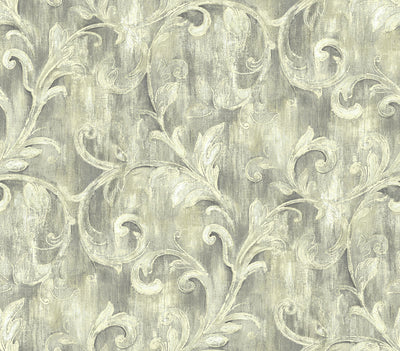 product image of sample painterly acanthus wallpaper in antique luster from the nouveau collection by wallquest 1 523