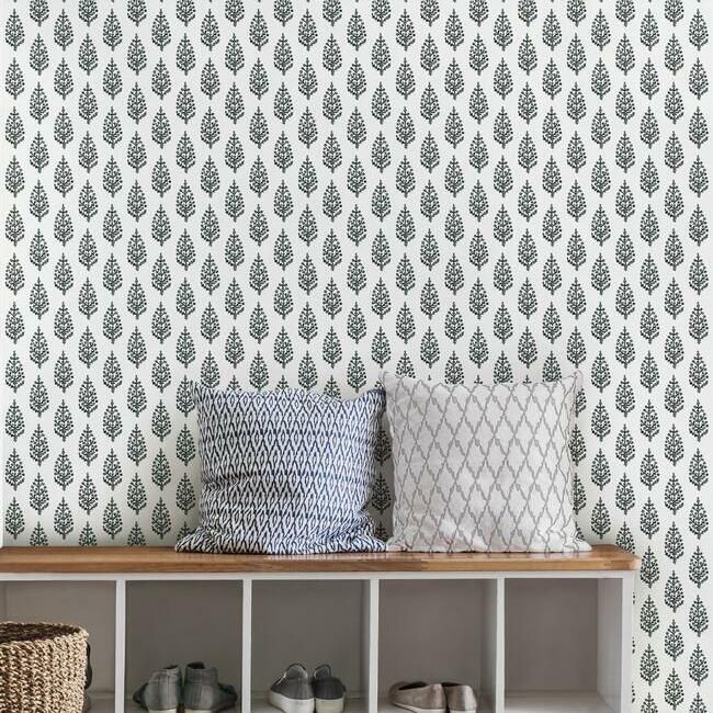 media image for Paisley On Calico Wallpaper in Black and White from the Simply Farmhouse Collection by York Wallcoverings 272
