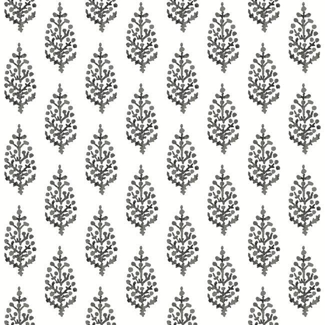 media image for sample paisley on calico wallpaper in black and white from the simply farmhouse collection by york wallcoverings 1 268
