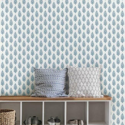 product image for Paisley On Calico Wallpaper in Blue from the Simply Farmhouse Collection by York Wallcoverings 73