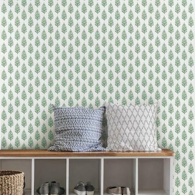 product image of Paisley On Calico Wallpaper in Green from the Simply Farmhouse Collection by York Wallcoverings 529