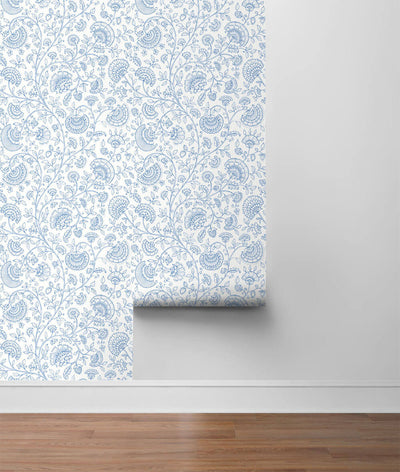 product image for Paisley Trail Peel-and-Stick Wallpaper in Blue Bell by NextWall 55