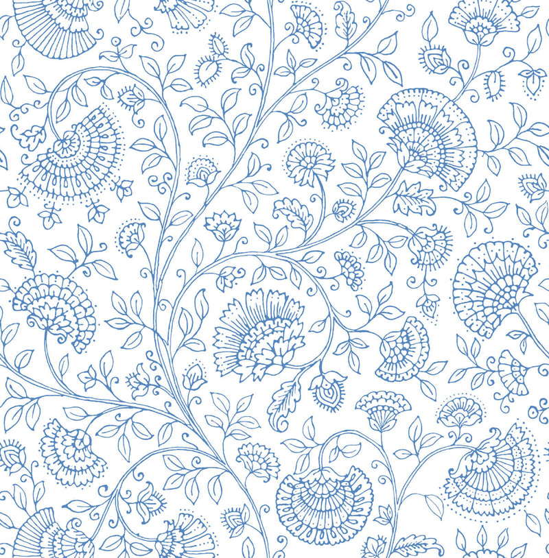 media image for Paisley Trail Peel-and-Stick Wallpaper in Blue Bell by NextWall 210