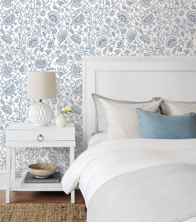 product image for Paisley Trail Peel-and-Stick Wallpaper in Midnight Blue by NextWall 47