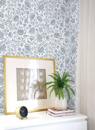 product image for Paisley Trail Peel-and-Stick Wallpaper in Midnight Blue by NextWall 73