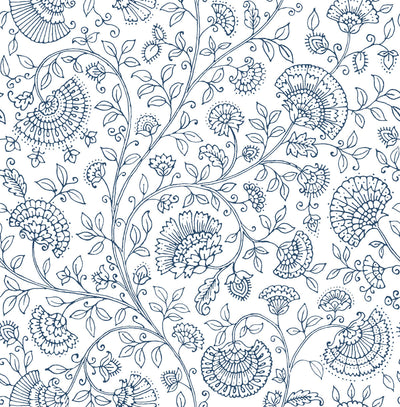product image for Paisley Trail Peel-and-Stick Wallpaper in Midnight Blue by NextWall 70