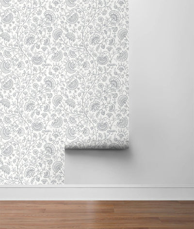 product image for Paisley Trail Peel-and-Stick Wallpaper in Slate Grey by NextWall 1