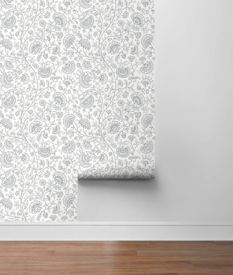 media image for Paisley Trail Peel-and-Stick Wallpaper in Slate Grey by NextWall 258